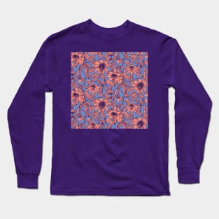 Purple and Coral Passion Fruit Flowers Long Sleeve T-Shirt